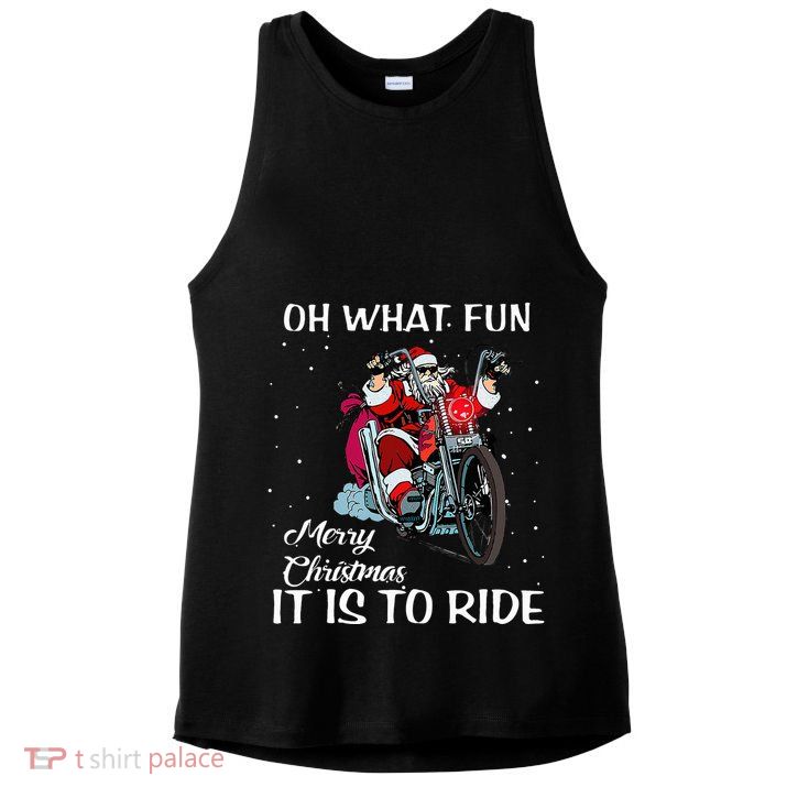 Biker Santa Motorcycle Fan Merry Christmas Holidays Ladies PosiCharge Tri-Blend Wicking Tank