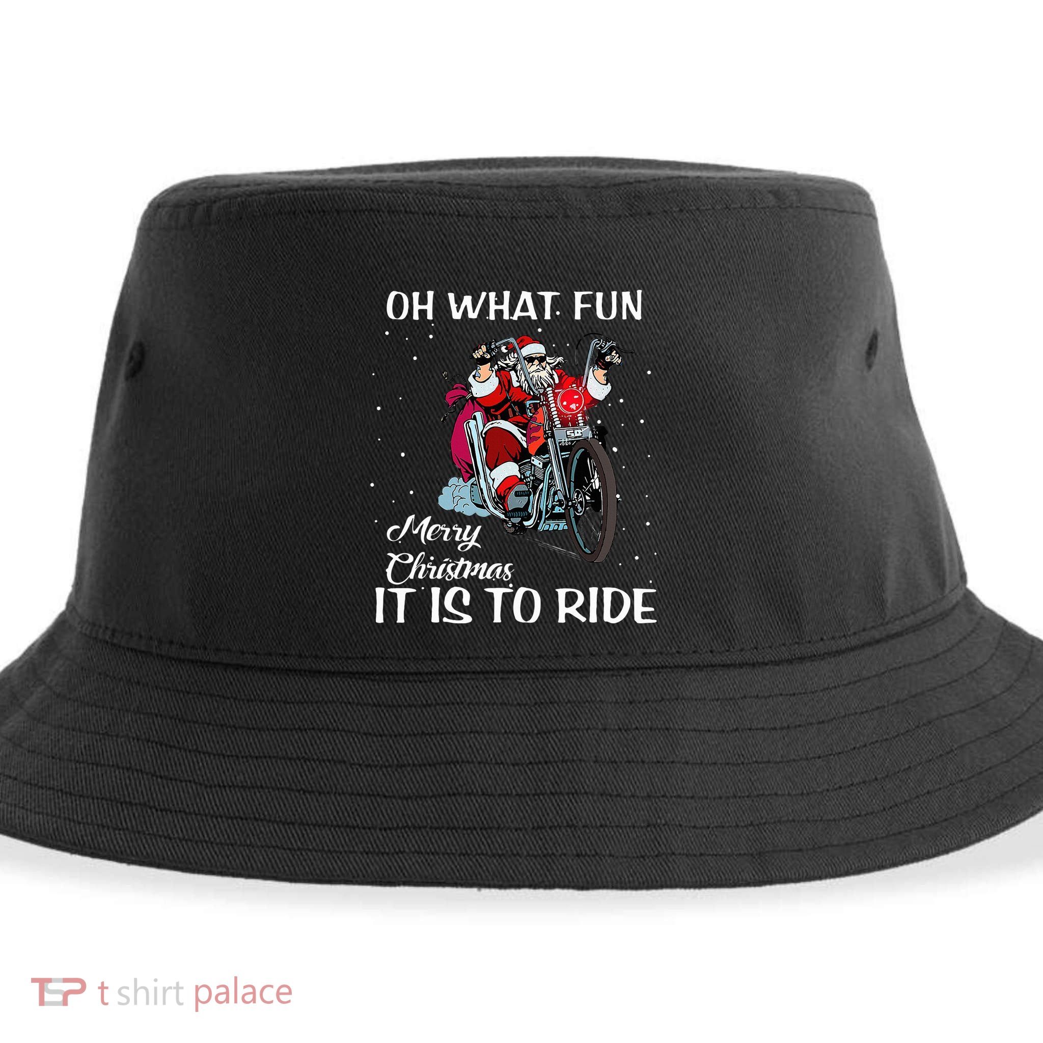 Biker Santa Motorcycle Fan Merry Christmas Holidays Sustainable Bucket Hat