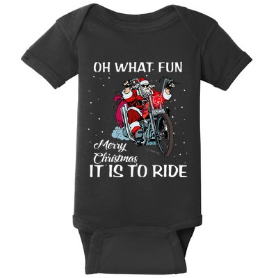 Biker Santa Motorcycle Fan Merry Christmas Holidays Baby Bodysuit
