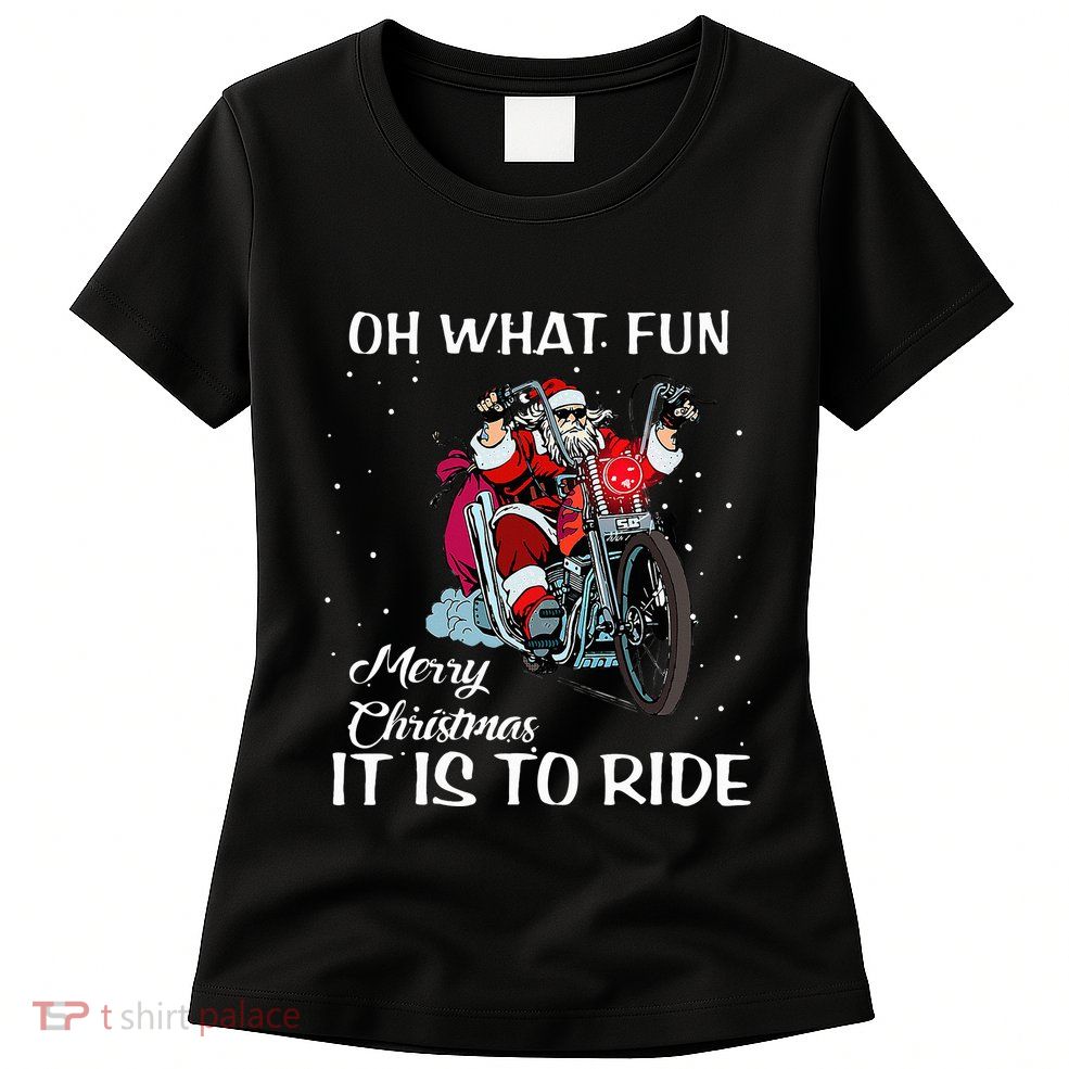 Biker Santa Motorcycle Fan Merry Christmas Holidays Womens T-Shirt