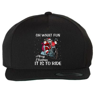 Biker Santa Motorcycle Fan Merry Christmas Holidays Wool Snapback Cap
