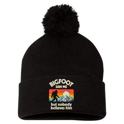 Bigfoot Saw Me But Nobody Believes Him Funny Sasquatch Pom Pom 12in Knit Beanie