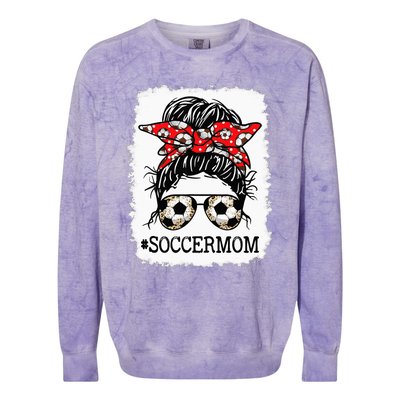 Bleached Soccer Mom Messy Bun player Mothers Day Colorblast Crewneck Sweatshirt