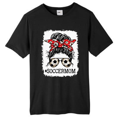 Bleached Soccer Mom Messy Bun player Mothers Day Tall Fusion ChromaSoft Performance T-Shirt