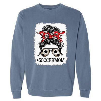 Bleached Soccer Mom Messy Bun player Mothers Day Garment-Dyed Sweatshirt