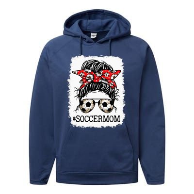 Bleached Soccer Mom Messy Bun player Mothers Day Performance Fleece Hoodie