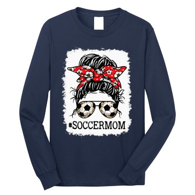 Bleached Soccer Mom Messy Bun player Mothers Day Long Sleeve Shirt