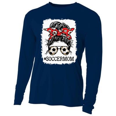 Bleached Soccer Mom Messy Bun player Mothers Day Cooling Performance Long Sleeve Crew