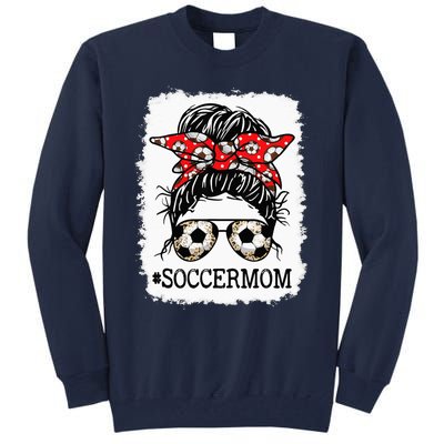 Bleached Soccer Mom Messy Bun player Mothers Day Tall Sweatshirt