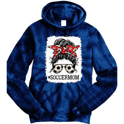 Bleached Soccer Mom Messy Bun player Mothers Day Tie Dye Hoodie