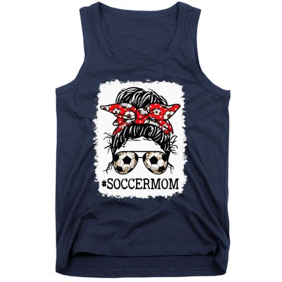 Bleached Soccer Mom Messy Bun player Mothers Day Tank Top