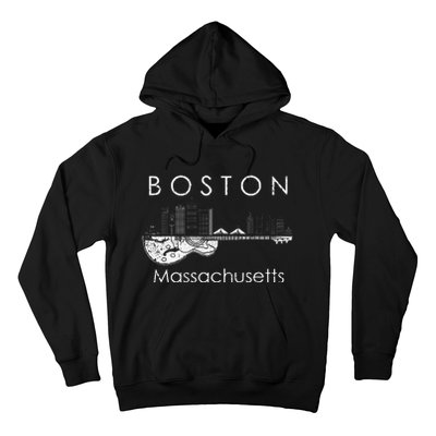 Boston Souvenir Massachusetts Skyline Music Guitar Hoodie