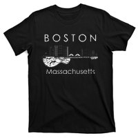 Boston Souvenir Massachusetts Skyline Music Guitar T-Shirt