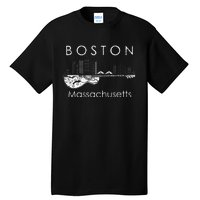 Boston Souvenir Massachusetts Skyline Music Guitar Tall T-Shirt