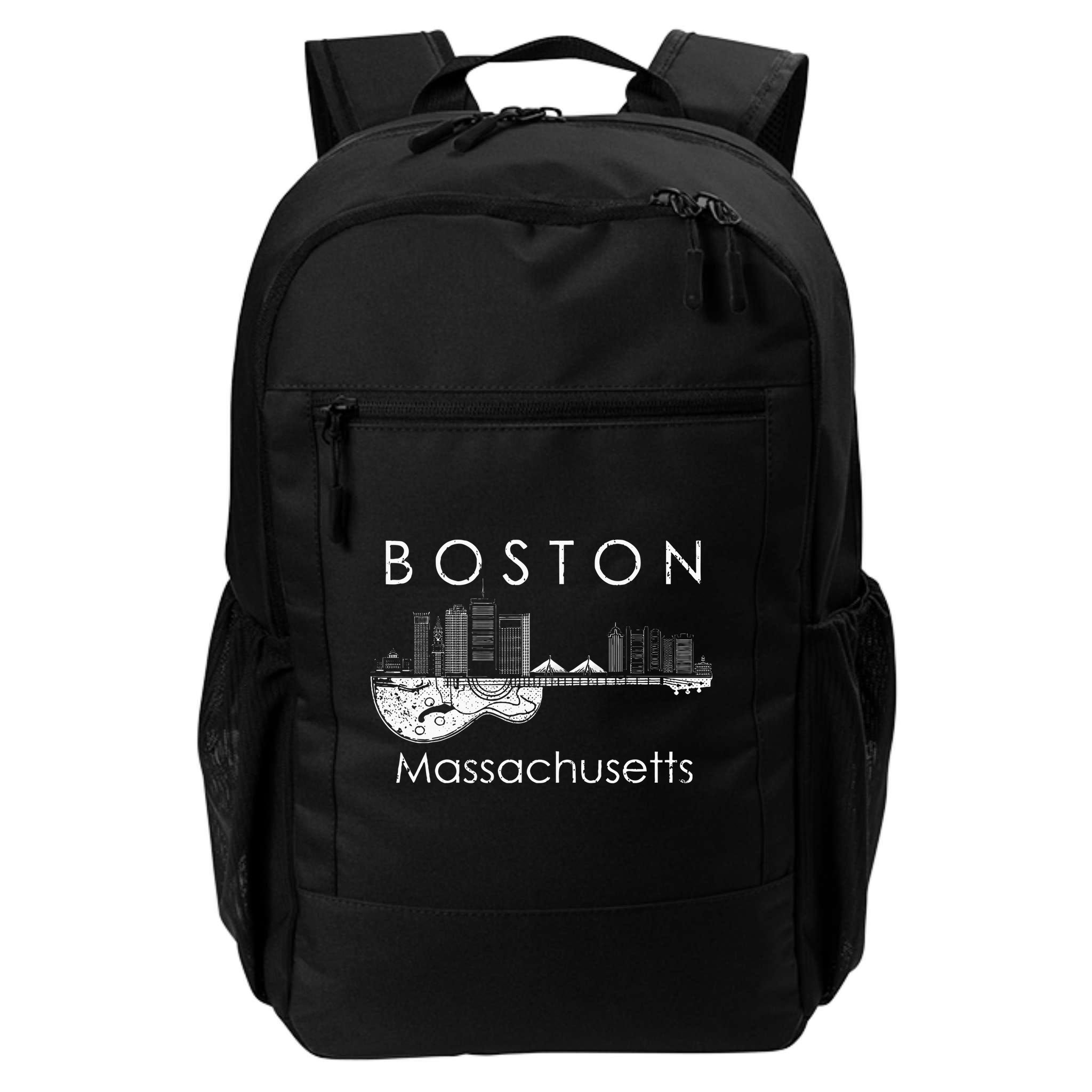 Boston Souvenir Massachusetts Skyline Music Guitar Backpack