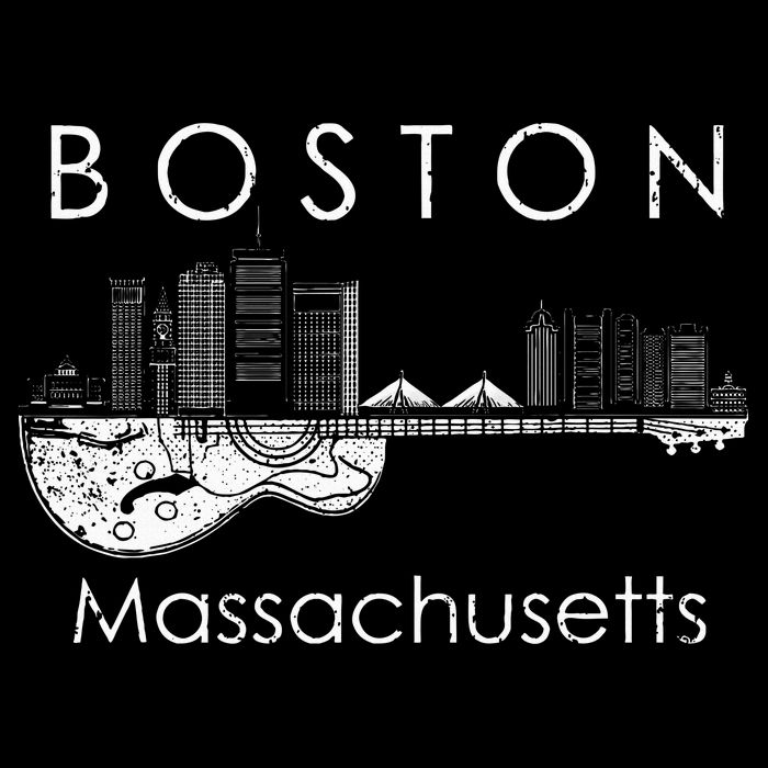 Boston Souvenir Massachusetts Skyline Music Guitar 16 in Basic Backpack