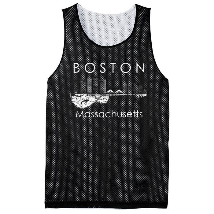 Boston Souvenir Massachusetts Skyline Music Guitar Mesh Reversible Basketball Jersey Tank