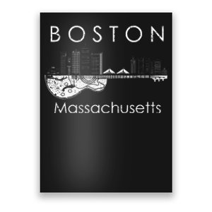 Boston Souvenir Massachusetts Skyline Music Guitar Poster