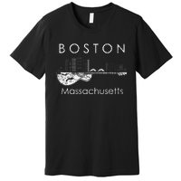 Boston Souvenir Massachusetts Skyline Music Guitar Premium T-Shirt