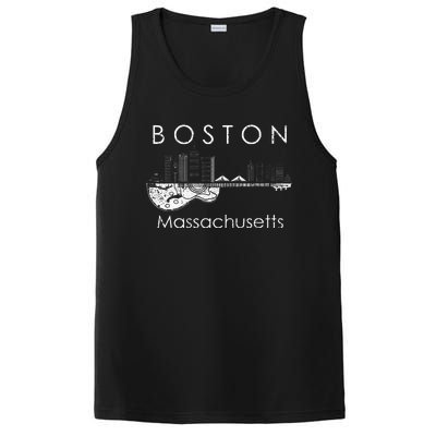 Boston Souvenir Massachusetts Skyline Music Guitar PosiCharge Competitor Tank