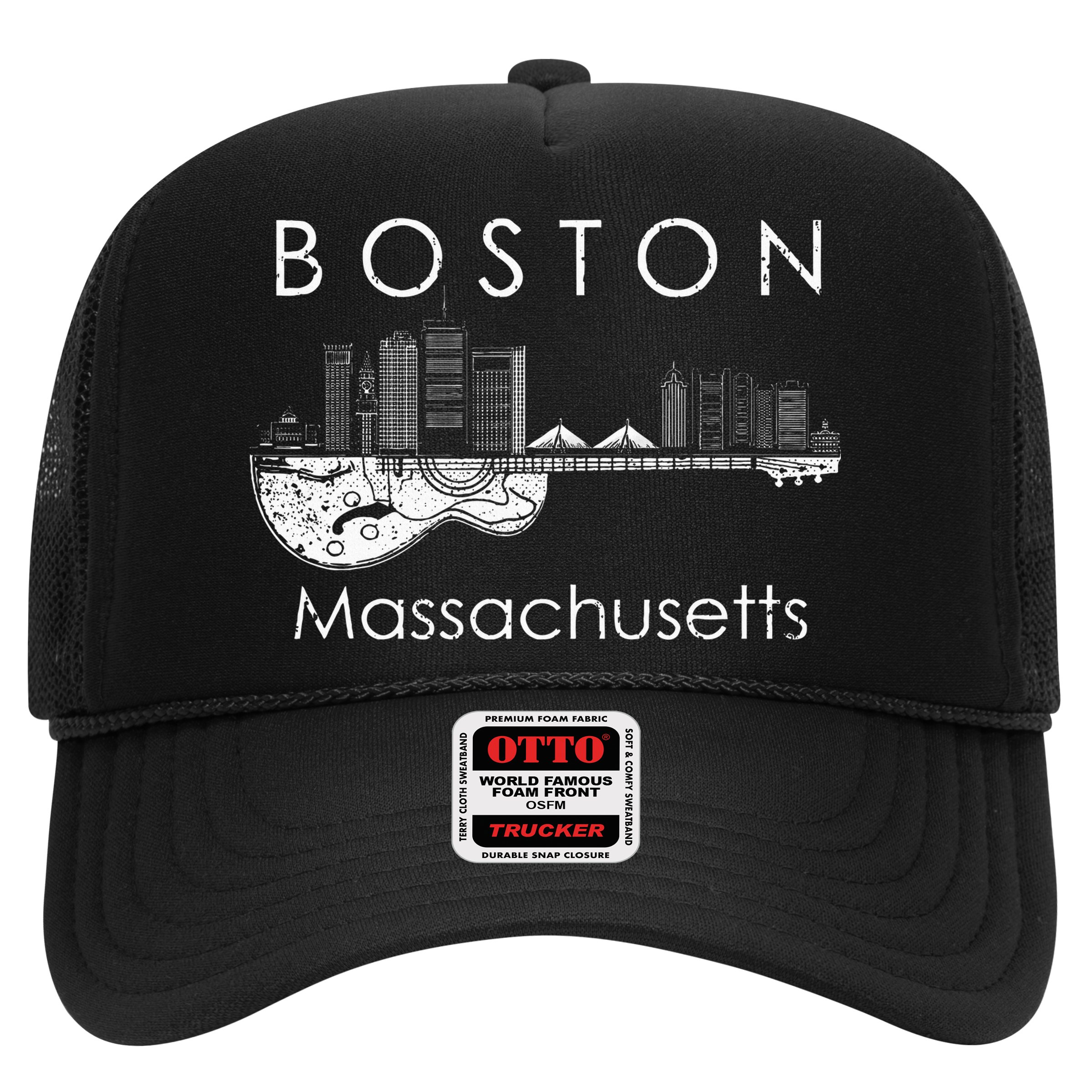 Boston Souvenir Massachusetts Skyline Music Guitar Hat