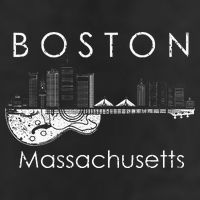 Boston Souvenir Massachusetts Skyline Music Guitar Hat