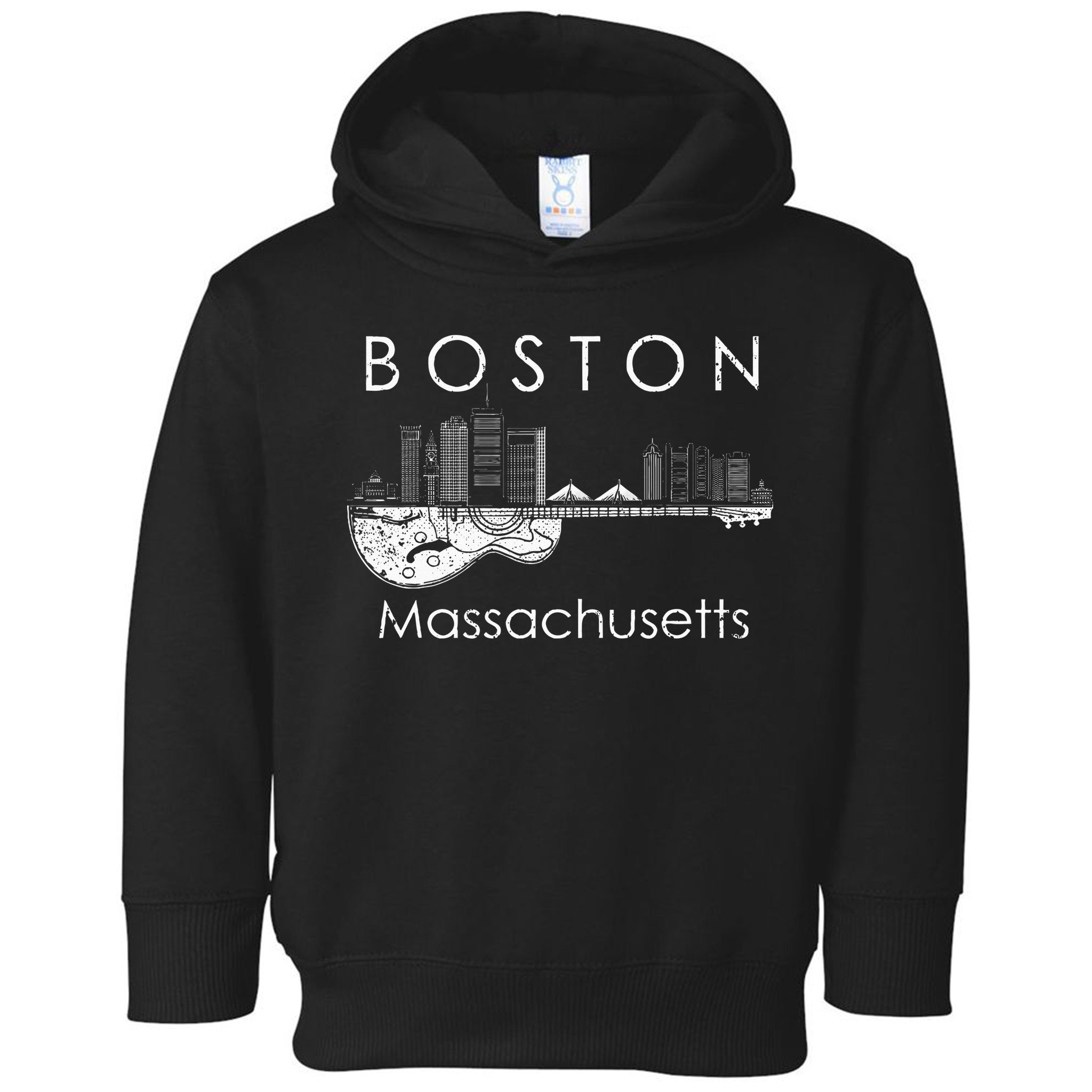 Boston Souvenir Massachusetts Skyline Music Guitar Toddler Hoodie