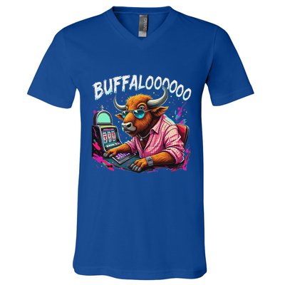 Buffalo Slot Machine V-Neck T-Shirt