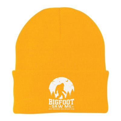 Bigfoot Saw Me But Nobody Believes Him Funny Sasquatch Yeti Gift Knit Cap Winter Beanie