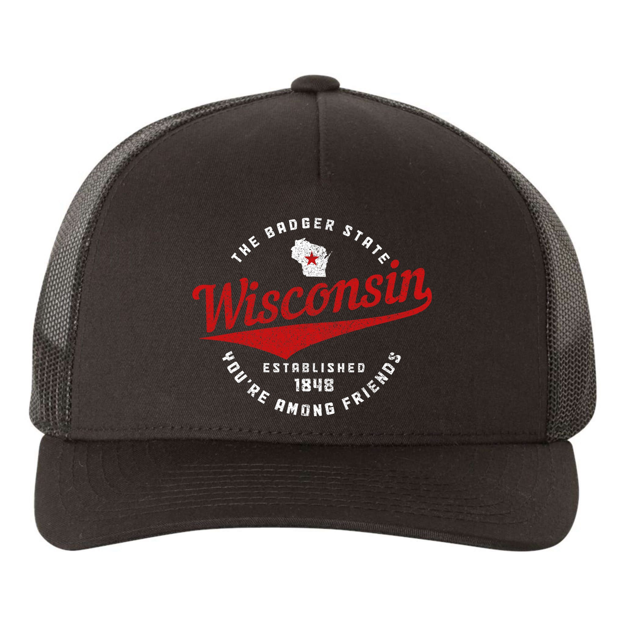 Badger State Map Pride Vintage Of Wisconsin Yupoong Adult 5-Panel Trucker Hat