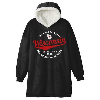 Badger State Map Pride Vintage Of Wisconsin Hooded Wearable Blanket