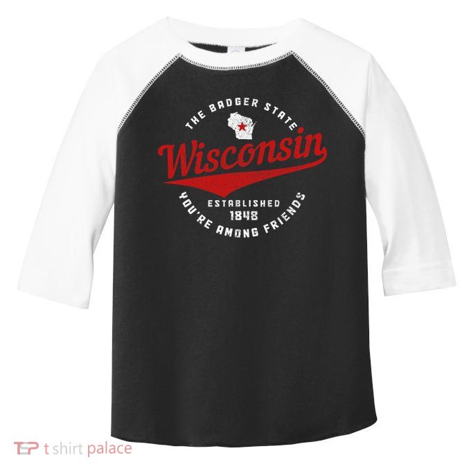 Badger State Map Pride Vintage Of Wisconsin Toddler Fine Jersey T-Shirt