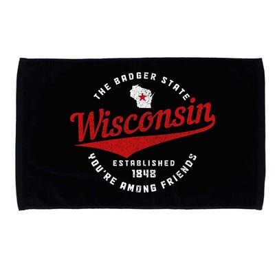 Badger State Map Pride Vintage Of Wisconsin Microfiber Hand Towel