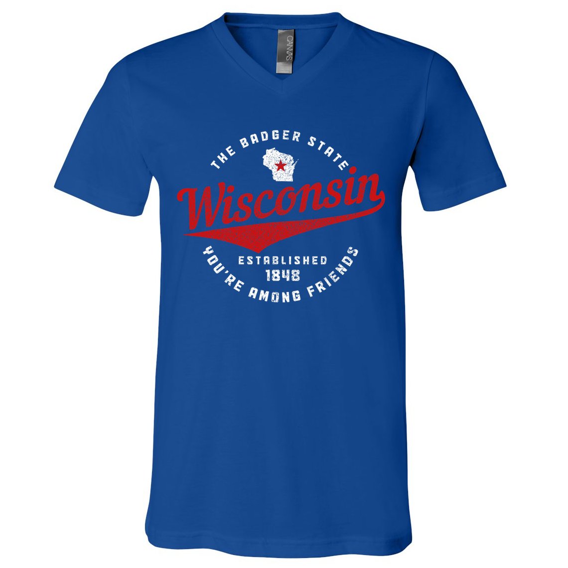 Badger State Map Pride Vintage Of Wisconsin V-Neck T-Shirt