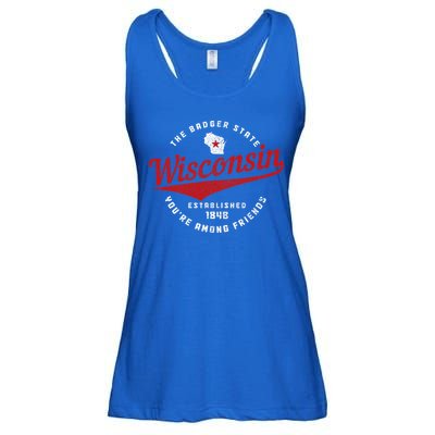 Badger State Map Pride Vintage Of Wisconsin Ladies Essential Flowy Tank