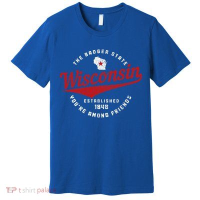 Badger State Map Pride Vintage Of Wisconsin Premium T-Shirt