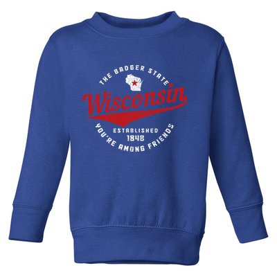 Badger State Map Pride Vintage Of Wisconsin Toddler Sweatshirt