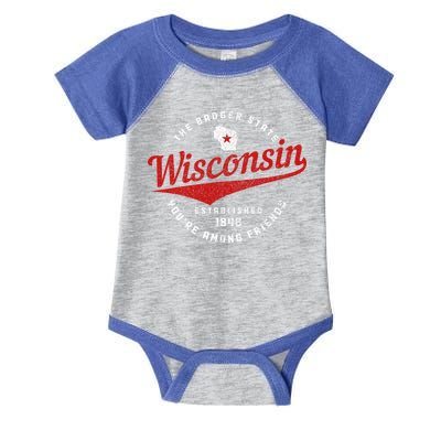 Badger State Map Pride Vintage Of Wisconsin Infant Baby Jersey Bodysuit