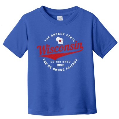 Badger State Map Pride Vintage Of Wisconsin Toddler T-Shirt