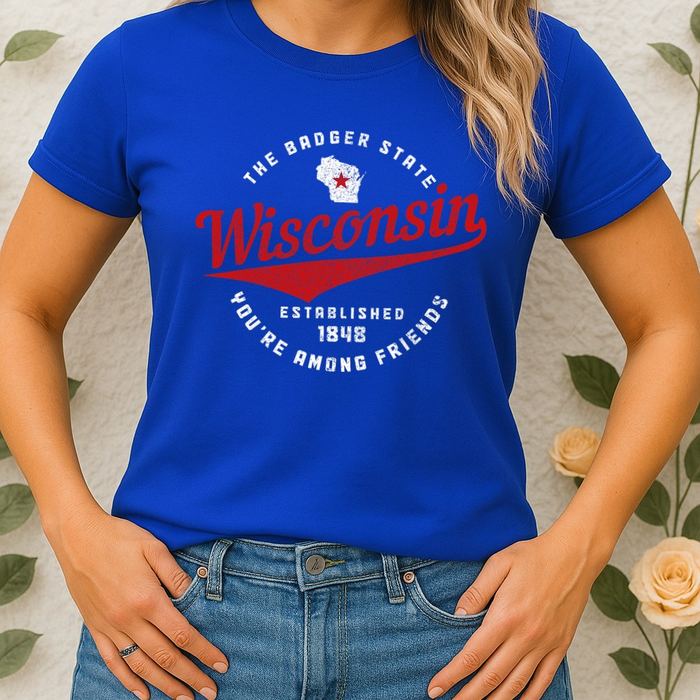 Badger State Map Pride Vintage Of Wisconsin Womens T-Shirt