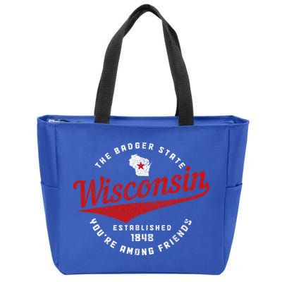Badger State Map Pride Vintage Of Wisconsin Zip Tote Bag