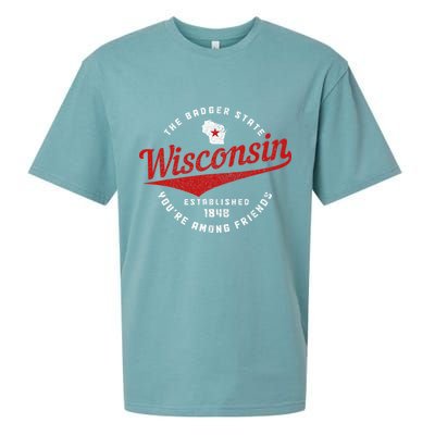Badger State Map Pride Vintage Of Wisconsin Sueded Cloud Jersey T-Shirt