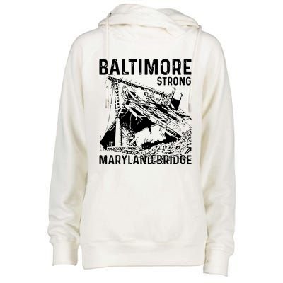 Baltimore Strong Maryland Bridge Vintage Womens Funnel Neck Pullover Hood