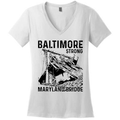 Baltimore Strong Maryland Bridge Vintage Women's V-Neck T-Shirt