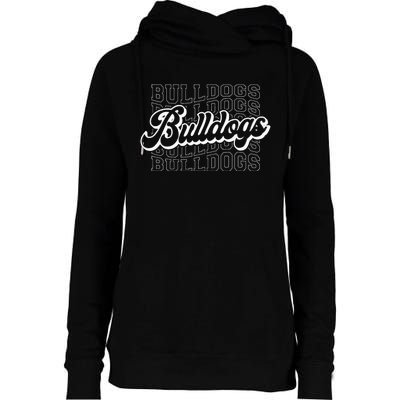 Bulldogs Sports Mascot For Bulldogs Football Baseball Womens Funnel Neck Pullover Hood