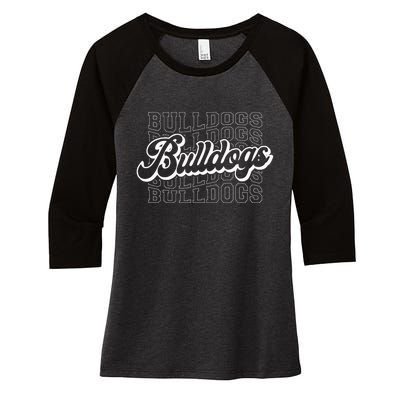 Bulldogs Sports Mascot For Bulldogs Football Baseball Women's Tri-Blend 3/4-Sleeve Raglan Shirt