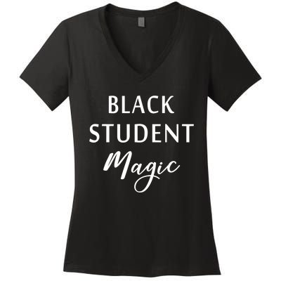 Black Student Magic Black History Month African American Women's V-Neck T-Shirt