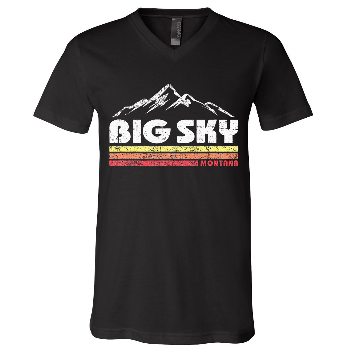 Big Sky Montana Mountain Sunset V-Neck T-Shirt