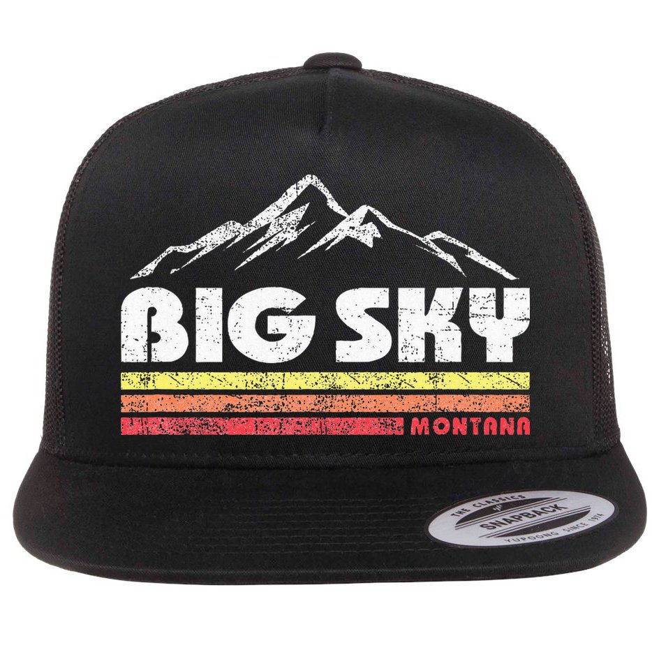 Big Sky Montana Mountain Sunset Flat Bill Trucker Hat