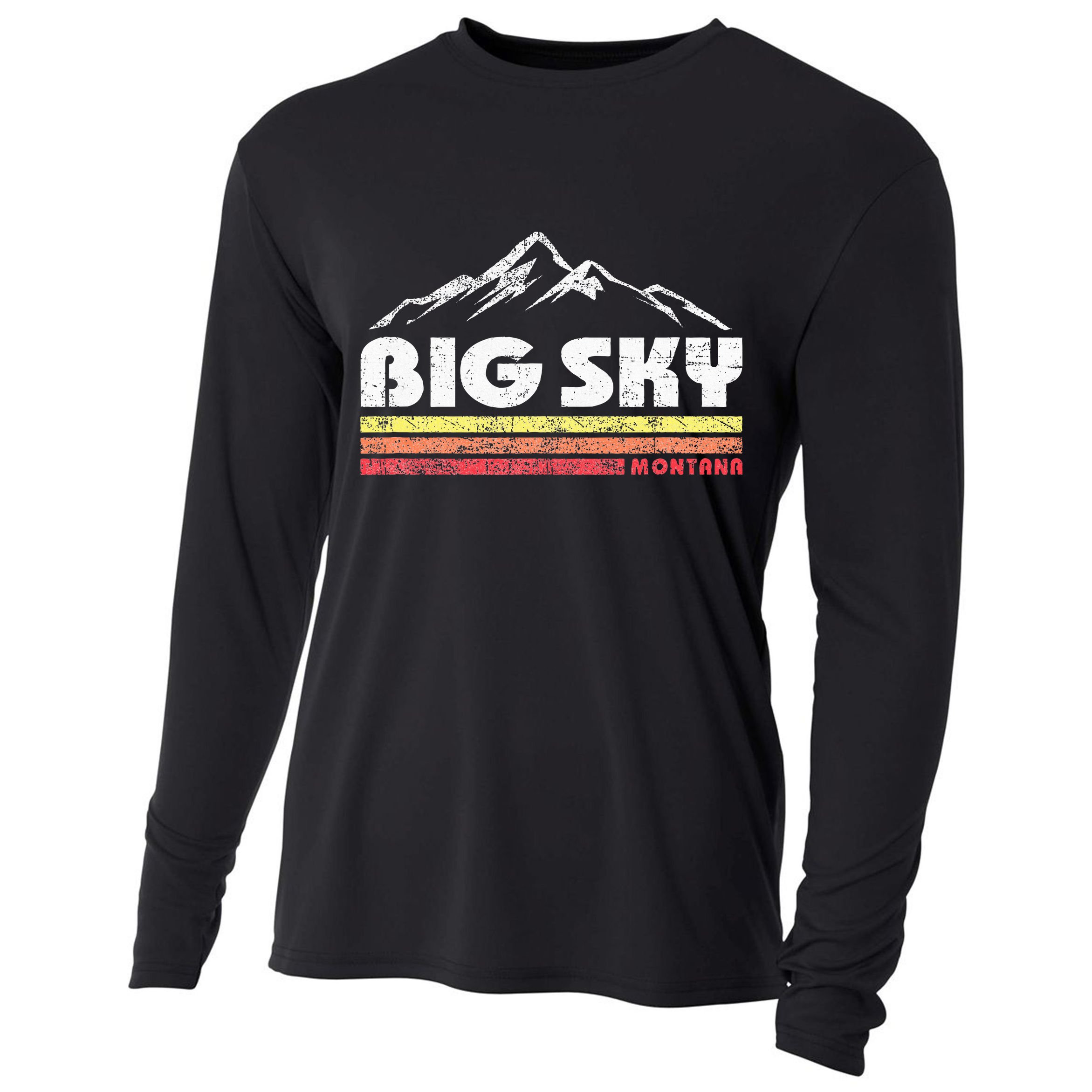 Big Sky Montana Mountain Sunset Cooling Performance Long Sleeve Crew
